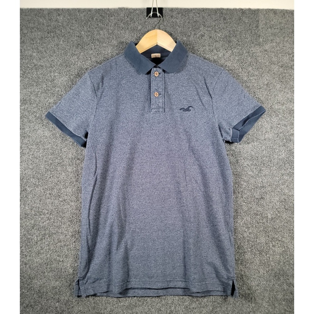 Vintage Hollister Polo Shirt Men Small Blue Preppy Y2K Cotton Short Sleeve Beach - Picture 1 of 11